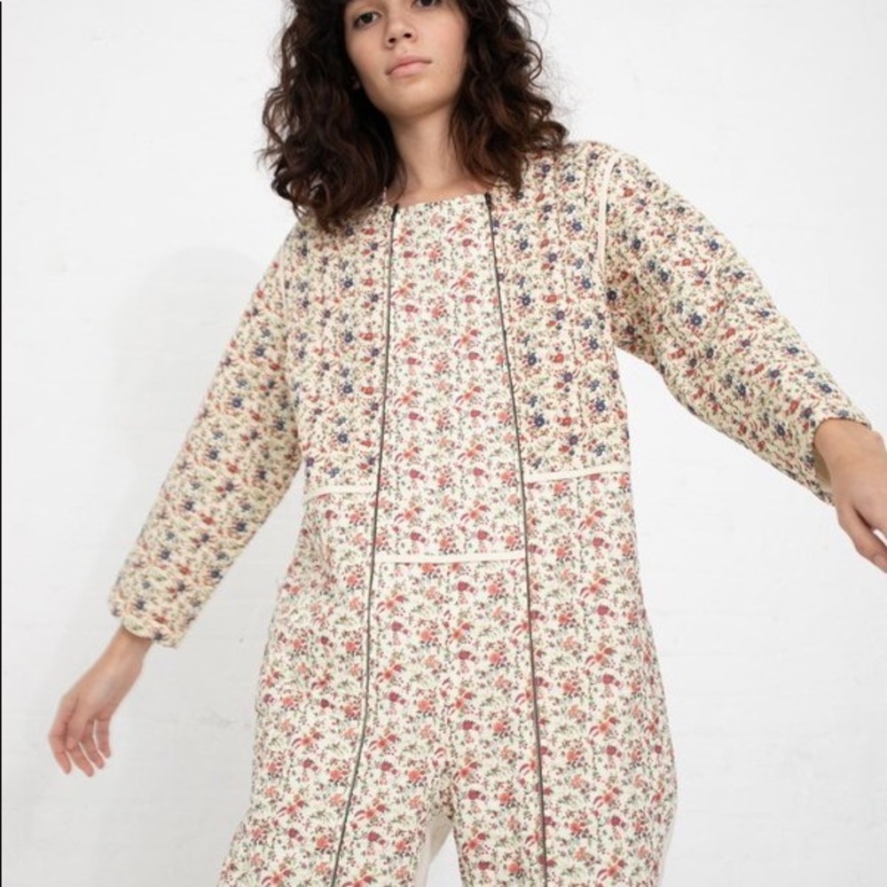 Caron Callahan Quilted Floral Jumpsuit Size Large